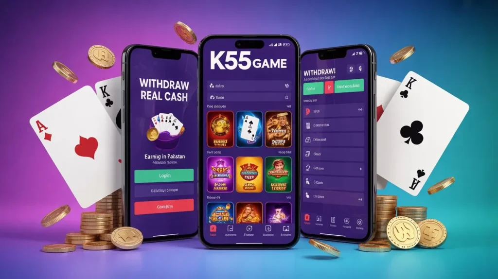 K55 Game login and registration screen