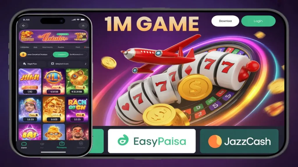 M1 Game mobile casino dashboard view